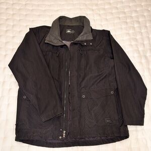 REI Mens Rainjacket/Parka, Charcoal Gray, Size XL